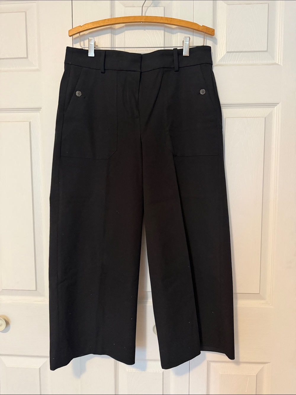 J. Crew Black Cropped Wide-Leg Trousers